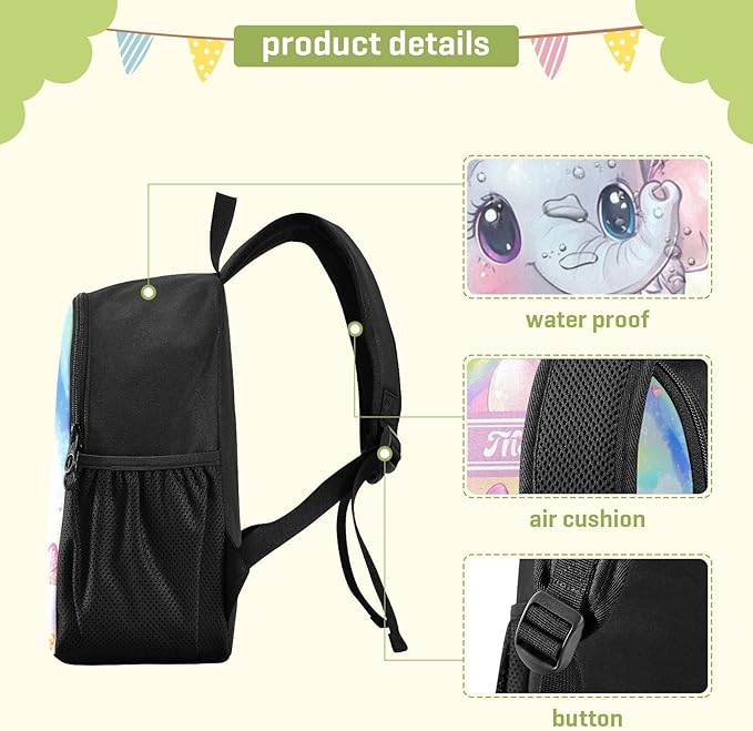 Elephant Cute Rainbow Toddler Backpack for Boys Girls 3-6 Small Travel Backpacks for Kids Preschool Bookbag for Elementary Kindergarten for Travel School