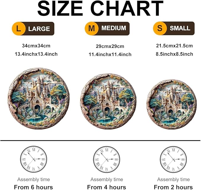 3D Castle Puzzles 200 Pieces Puzzles Gifts for Adults 11.4x11.4in Wooden