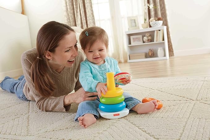 Fisher-Price Infant Toy Set, Baby’s First Blocks (10 Shapes) and Rock-a-Stack Ring Stacking Activity for Ages 6+ Months