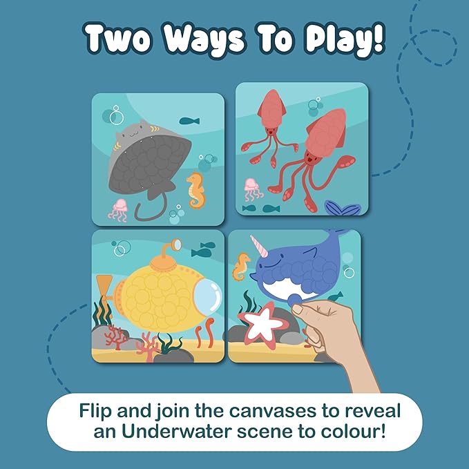 BINCA Dotties Dot Art Activity Kit, 750+ Stickers, Underwater Animals Mess-Free Activities, DIY Dot Sticker Art for Toddlers, Kids Travel Activities, Craft Kits & Gifts for Boys & Girls Ages 4,5,6,7