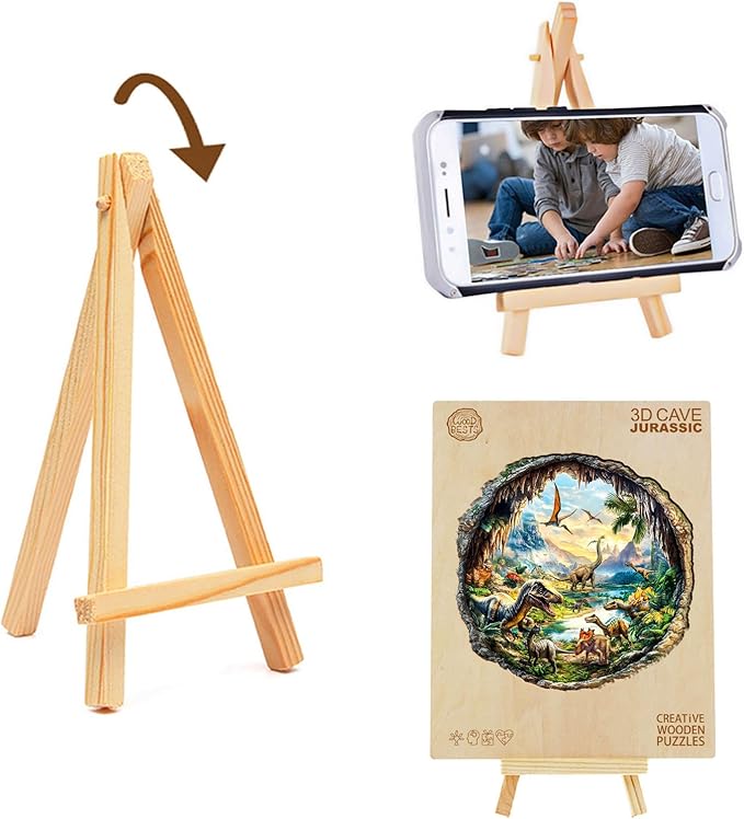 KAAYEE Wooden Puzzles for Adults, 3D Visual Effect 3D Cave Dinosaur Wooden Jigsaw Puzzle Unique Shape Wood Puzzle Adult, 3D Effect Flat Puzzle Birthday Family Games (M-11.4 * 11.3in-200pcs)