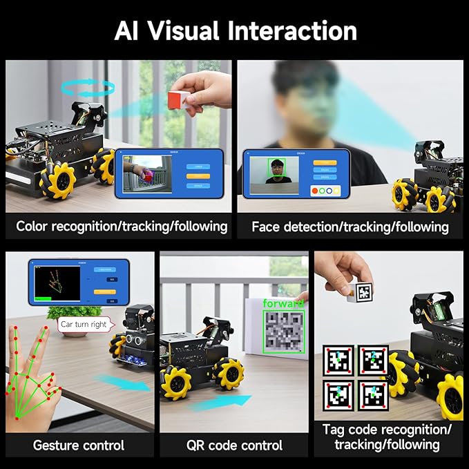 Yahboom Raspberry Pi 5 ROS2 Robot Car 360°Movement, AI Vision & Tracking, Integrated Multimodal Large AI Model OpenRouter, AI Voice Interaction (Superior Without RPi5)