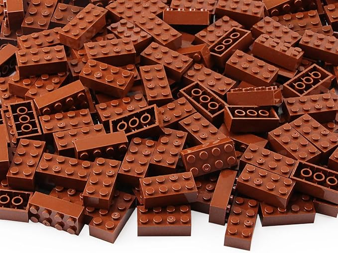 Feleph 2x4 Bricks 320 Pieces Reddish Brown Parts Building kit Creative Play Set Classic Blocks Toy Accessories Compatible with 3001 Major Brands (Reddish Brown)