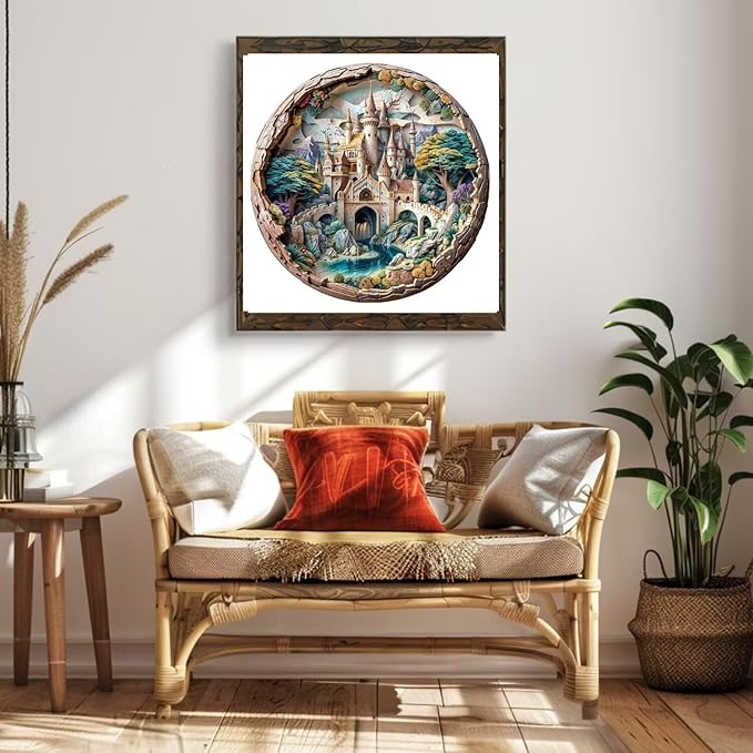 Wooden Puzzles Adults, 3D Castle Wooden Puzzles 300 Pieces, Unique Animal Shaped Wood Challenging Jigsaw Puzzles Gifts for Adults, 13.4x13.4in