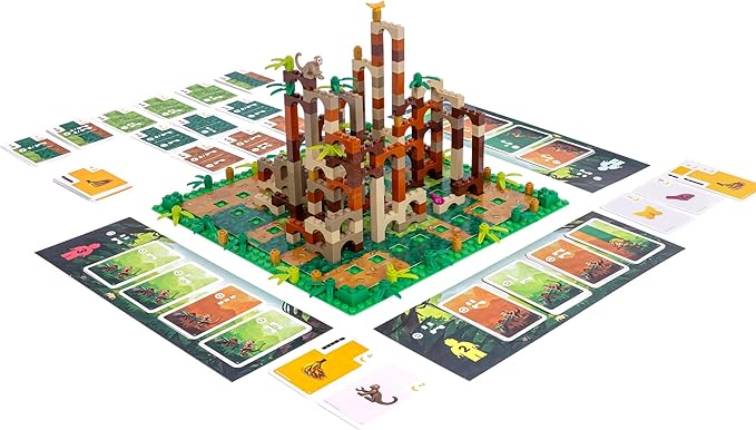 Dotted Games Monkey Palace: A Lego Board Game - Build Your Way to Victory Brick by Brick! Fun Family Brick-Building Game for Kids & Adults, Ages 10+, 2-4 Players, 45 Minute Playtime