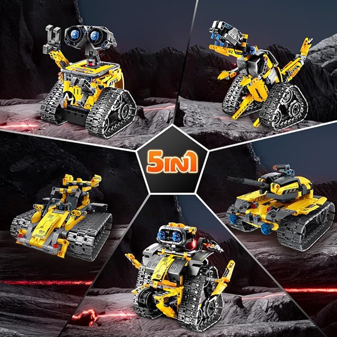 Robot Toys for Kids Building Set, 520 PCS App & Remote Control Robotics Kit, 5-in-1 RC Wall Robot Engineer Dinosaur Building Block Toy Gift for Kids 6 7 8 9 10 11 12+ Years Old Boys Girls