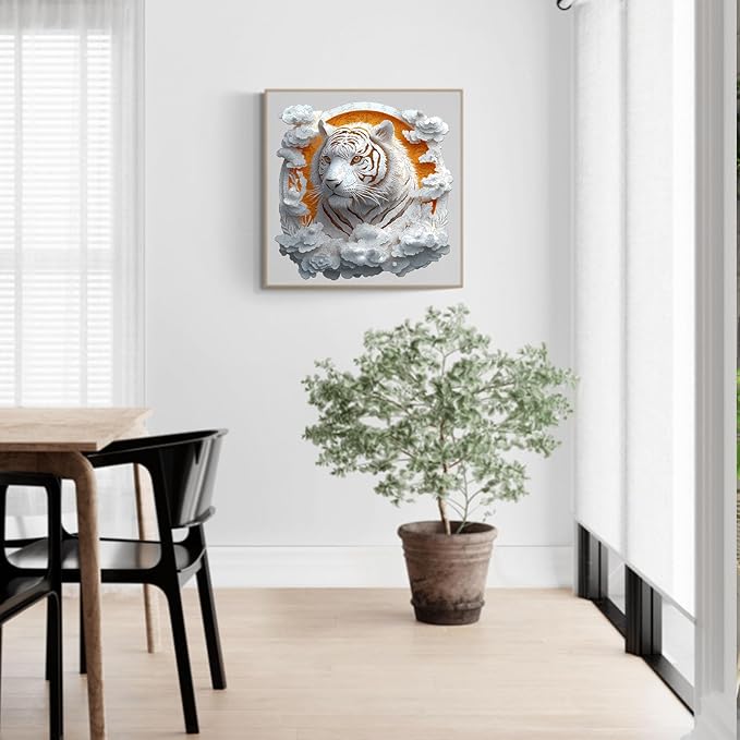 KAAYEE Wooden Puzzles for Adults, 3D Vision Effect Paper Tiger Wooden Jigsaw Puzzles 200pcs Unique Shape Advanced Wood Puzzle Adult, Birthday Fathers Family Game (M 11.4 * 11.4in)