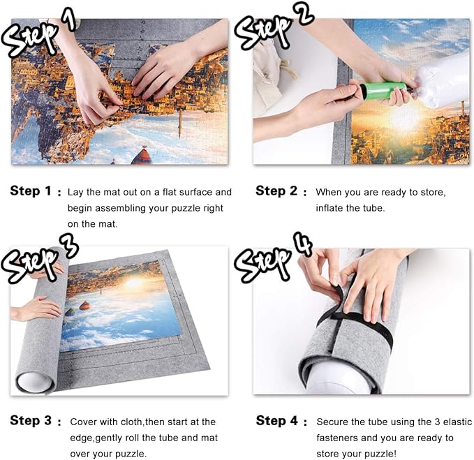 Jigsaw Puzzle Mat Roll Up - 3000 Pieces Large Gray Puzzles Saver Board for Adults, Storage and Transport Keeper Saver Accessories Table Portable Holder Organizer Board Pad Gifts (Gray)