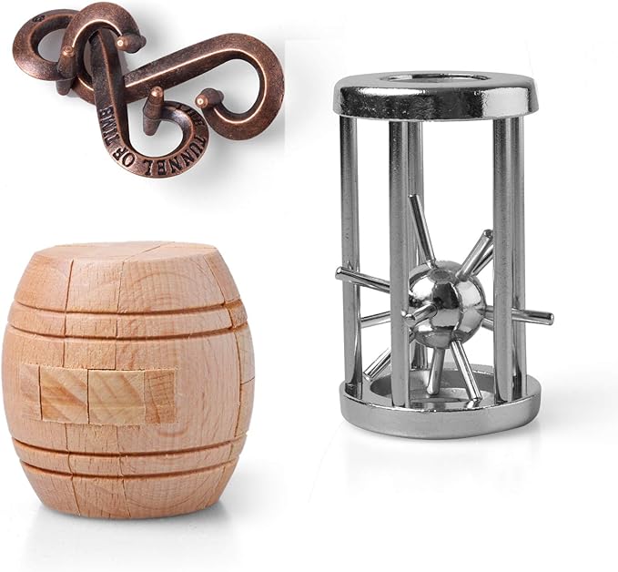 Brain Teaser Puzzle Unlock Interlock Puzzle IQ Test Toy 3D Wooden and Metal Brain Teaser Toy Puzzles for Kids Teen and Adults