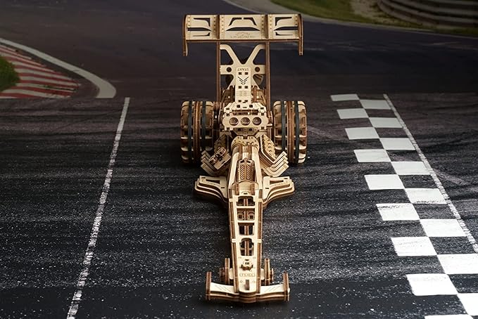 UGEARS Dragster Car Model Kit - Top Fuel Dragster Model Kits 3D Puzzle with Powerful Spring Motor - Drag Racing Model Car Kits 3D Puzzles for Self-Assembly - 3D Wooden Puzzles for Adults and Kids