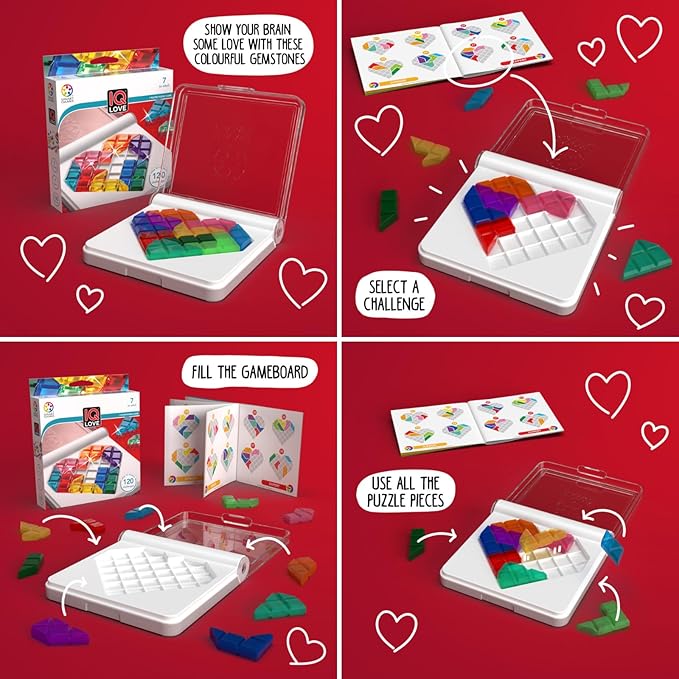 SmartGames IQ Love Travel Puzzle Game with 120 Challenges for Ages 7 - Adult