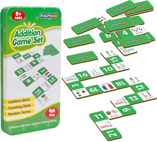 Addition Dominoes Set,Math Games for Kids,Math Manipulatives,Counting Toys,Learning Games,Preschool Learning Activities,Homeschool Supplies,Kindergarten Classroom Must Haves,1st 2nd 3rd Grade