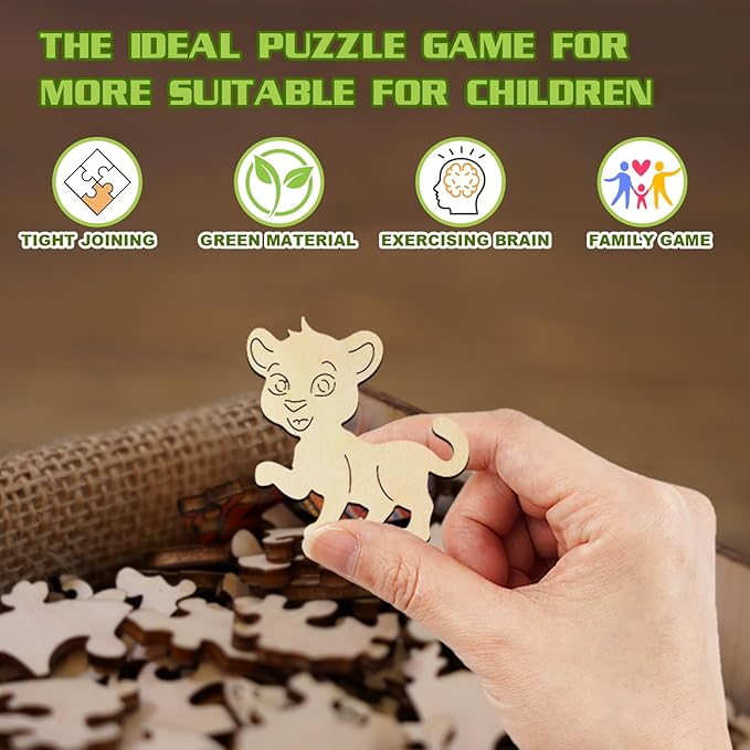 Wooden Jigsaw Puzzles for Kids Ages 3-7, Cute Leopard 50 Pieces Kids Puzzle, Birthday Gift Idea, Toddler Kid Activities Preschool Puzzle Toys - 11.4×11.4 Inches