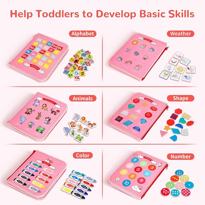 Montessori Busy Board Toys for One Year Old Girl Birthday Gifts,Educational Preschool Learning Activities Sensory Travel Toys for 1 2 3 Year Old, for Toddlers 1-3