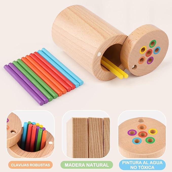 Vanplay Montessori Toys for 2 Year Old, Color Matching Fine Motor Toys for Toddlers 3, Wooden Educational Toys for 2 Year Old