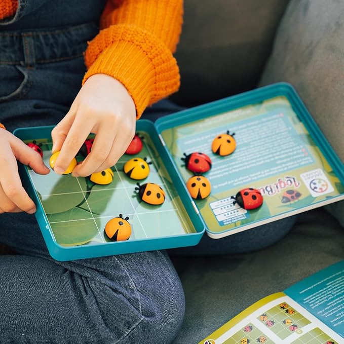 SmartGames LogiBugs Metal Box Magnetic Travel Game with 48 Challenges for Ages 6 - Adult