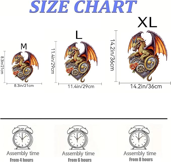 Jigsaw Puzzles,210 Pieces Flying Dragon Wooden Puzzles for Adults, Unique Shaped Plant Puzzles,Brain Teaser Family Flower Puzzle Game (Dragon, Medium)