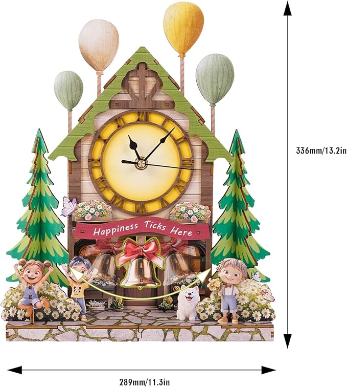 Cutywood 3D Puzzles for Adults Clock-Balloon Cabin Design Model Kit-Mechanical DIY Pendulum Clock with Roman Numerals-Desk Home Office Decor Personalized Gift for DIY Lovers