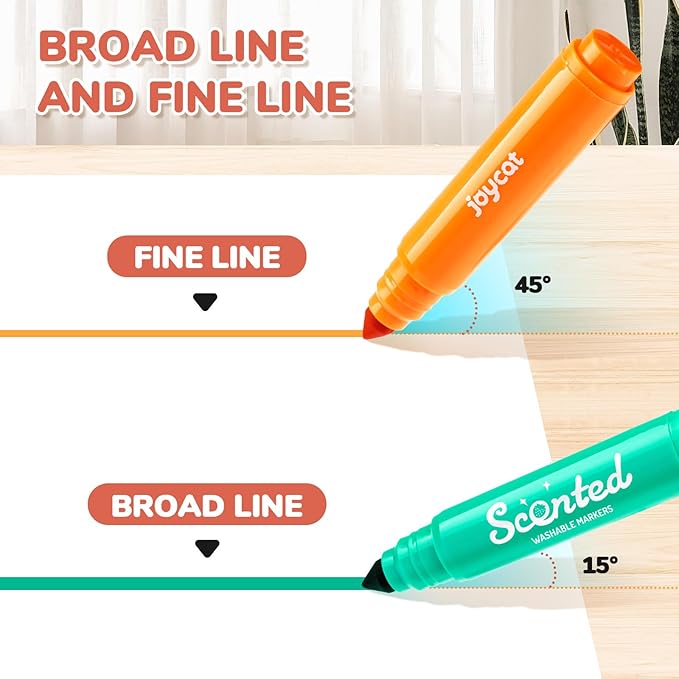 JoyCat Scented Washable Markers For kid, 24 Vibrant Colors with Fun Scent-Chunky Nip for Easy Grip, Coloring Markers For Toddlers, Non-Toxic & Safe for Ages 3+,Ideal Gift & Art Activities Supply