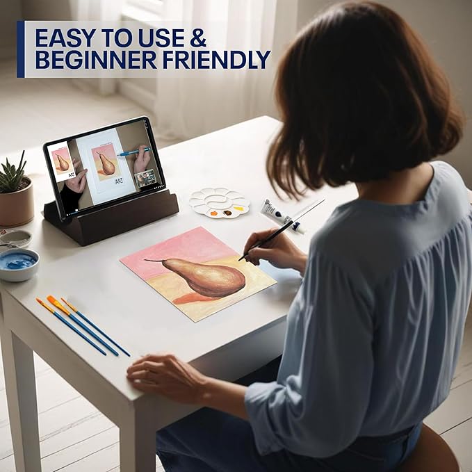 Painting4Real DIY Painting Kits for Adults and Kids with Video Tutorials: Learn How to Paint Golden Pear – Painting Set & Art Supplies Kit, Ideal for Modern Farmhouse Art – 9 Piece Acrylic Paint Set