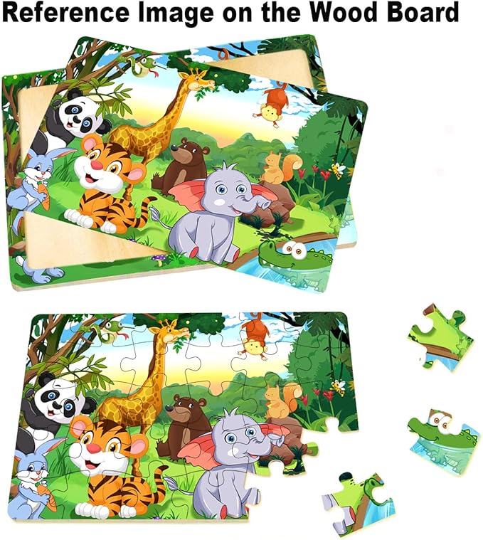 Puzzles for Kids Ages 3-5, Wooden Jigsaw Puzzles 24-30 Pieces for Toddler Children Learning Educational Puzzles 3 4 5 6 Year Toys for Boys and Girls (6 Puzzles)