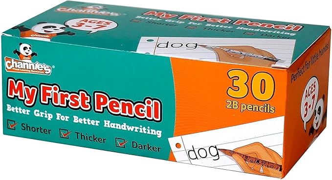 Channie's Extra Thick Kids Pencil Boxes for School Bulk - Easy-to-Hold Presharpened Jumbo Pencils for Preschoolers - Box of 30 Wood Pencils for School, Ideal for Classroom Prizes - White