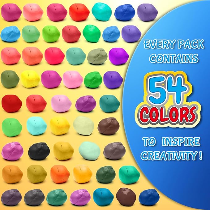 ESSENSON Air Dry Clay 54 Colors, Modeling Clay for Kids, DIY Molding Magic Clay for with Tools, Toys Gifts for Age 3 4 5 6 7 8+ Years Old Boys Girls Kids