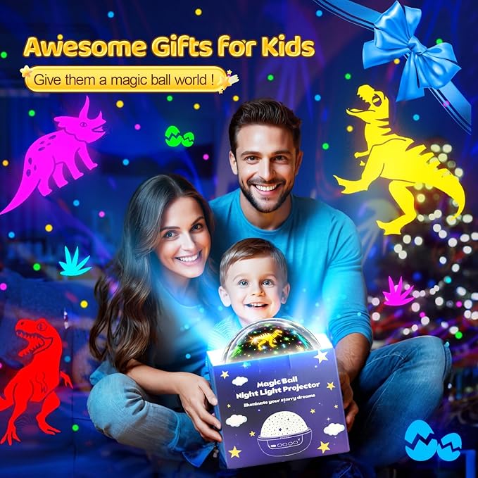PIKOY Dinosaur Toys Night Light Projector, 93 Lighting Mode Baby Sensory Toys 6-12 Months,360° Rotate Kids Sensory Toys for Autism,Dimmable+Timer+Remote 1 Year Old Boy Gifts 1 Year Old Girl Gifts