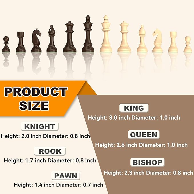 Premium Natural Walnut 13" x 13" Magnetic Wooden Chess Set with 1 Built-in Storage Drawers - 2 Bonus Extra Queens - 24 Checkers Pieces - Staunton Chess Pieces, Board Games Chess Sets