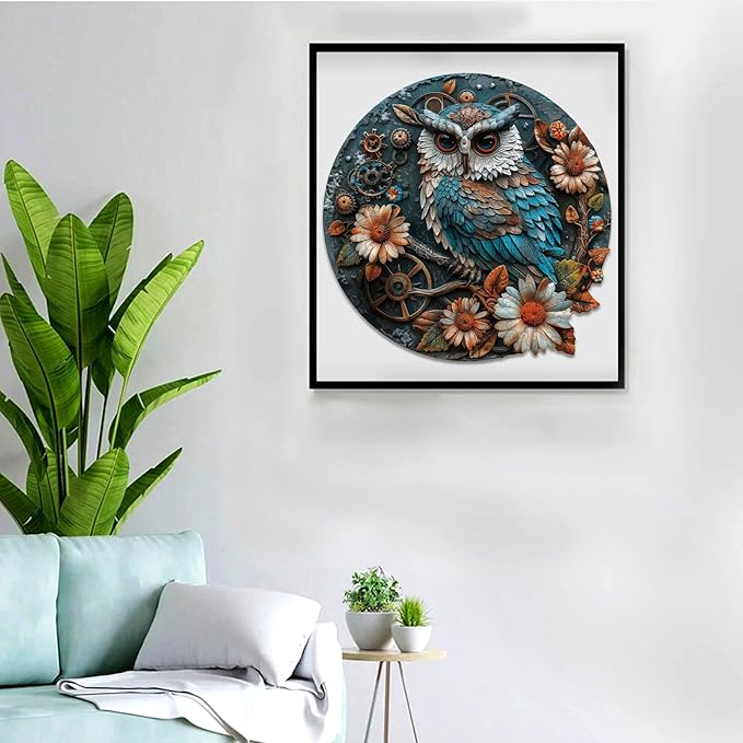 Wooden Owl Puzzle, 200 Pieces Unique Shaped Wood Puzzles, Hard Impossible Puzzles, Wooden Jigsaw Puzzle for Adults and Kids, Family Games Challenge Puzzle, Brain Games 11.49" x 11.49"