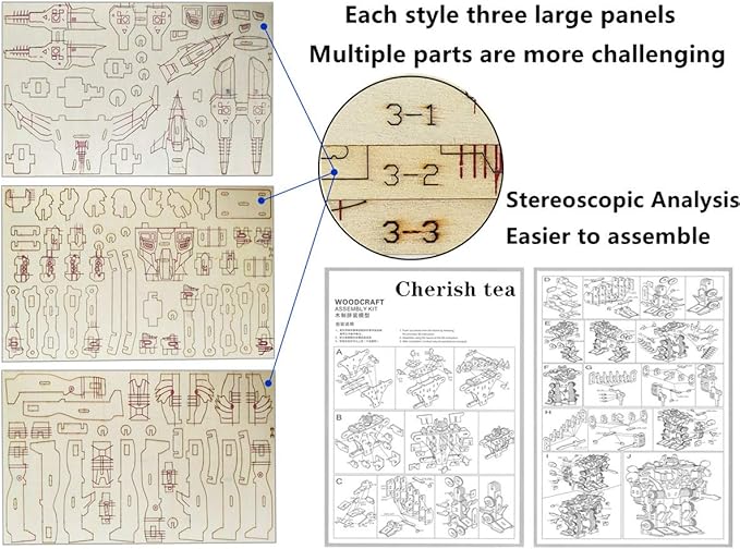 3D Wooden Robot Puzzle,4 Piece Set Wood Crafts DIY Assembly Puzzle,Wooden Robot Model Kits,3D Wood Toys for Adults Man Teens Boys Kids Birthday