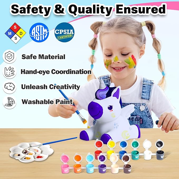 FUNZBO Paint Your Own Unicorn Lamp Kit - Arts and Crafts Supplies Painting Kits for Kids Teens Adults, DIY Night Light Unicorn Toy for Toddler Girls Age 3 4 5 6 7 8 9 10 11 12 13 + Birthday Gifts