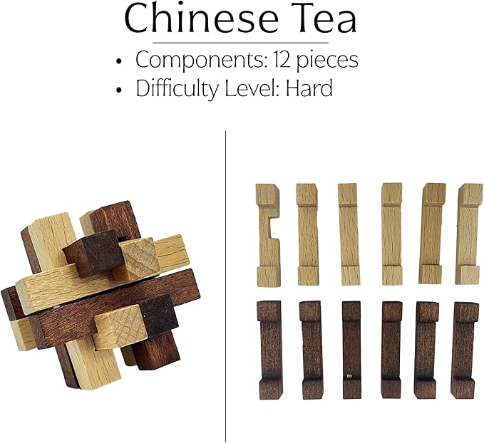 Project Genius Curated Collection Gift Set, 5 Premium Wood & Metal Puzzles, 3D Brainteaser Gift for Kids 8+, Teens, and Adults - True Genius Disassembly and Disentanglement Variety Pack