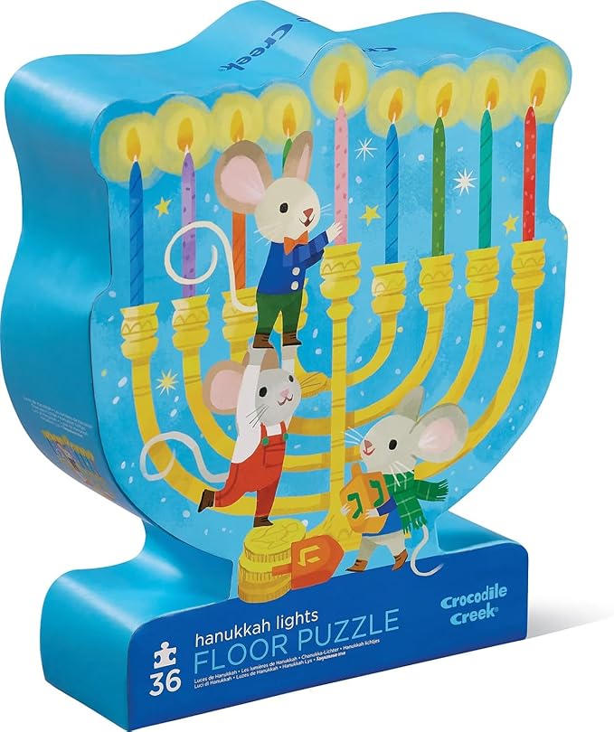 CROCODILE CREEK Hanukkah Lights Floor Shaped Box Puzzle 36Pc, 1 EA
