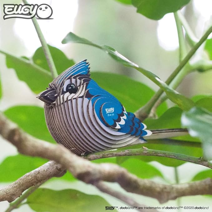 Eugy Blue Jay 3D Puzzle, 26 Piece Eco-Friendly Educational Toy Puzzles for Boys, Girls & Kids Ages 6+