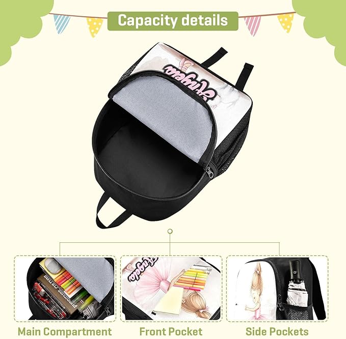 Ballerina Kitten Toddler Backpack for Boys Girls 3-6 Bookbag for Preschool Small Kindergarten Elementary Backpackss for Kids for School