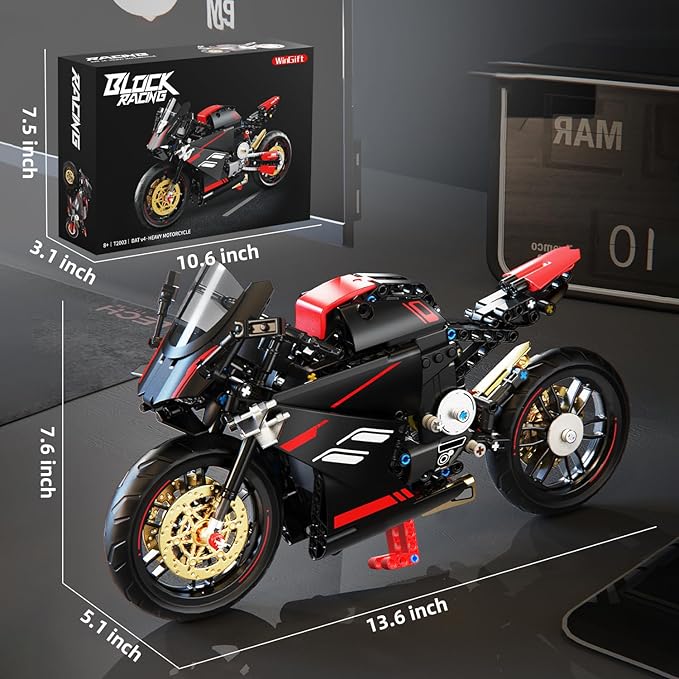 WINGIFT 1:8 Motorcycle Building Set,426 PCS Collectible Motorcycle Display Model Building Kit,Motorbike Toy Collection Brick Kit for Boys Girls,Christmas Birthday Gift for Adults Teens and Kids 8-14+