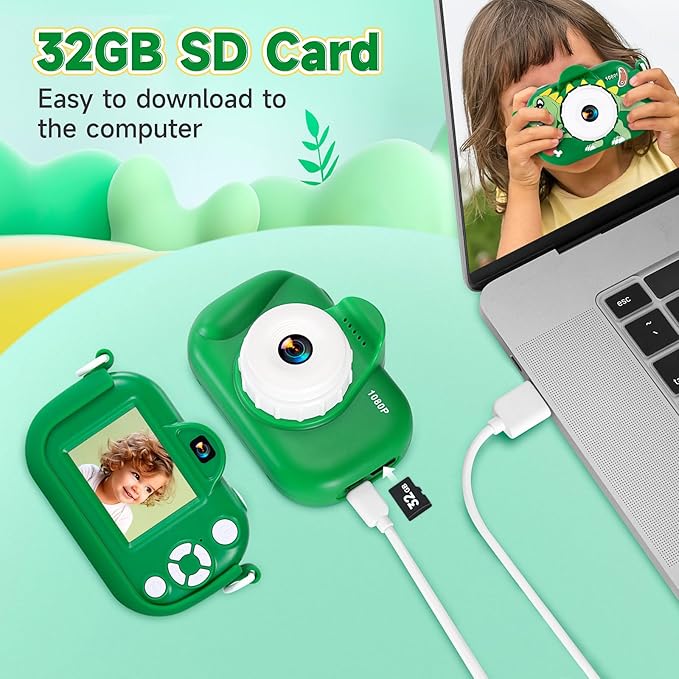 Kids Camera Toys for Boys Age 3-8, 1080P Toddler Digital Camera with 32GB SD Card, Toddler Toys for Kids, Christmas Birthday Gifts for Boys 3,4,5,6,7,8 Years Old