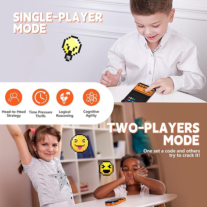 Crack The Code - Electronic Mastermind Code Breaker with Clamp, Handheld Super Decoder Puzzle for 1-8 Players, 10,000+ Logic Challenges for Kids & Adults Ages, Portable Travel Game & Gift