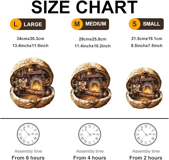 WOODBESTS Wooden Puzzles for Adults - Mouse's Walnut House, Mouse Wooden Jigsaw Puzzle, Unique Animal Wood Puzzles Adult, Xmas Gifts for Puzzle Lovers(265 Pcs, L, 13.4"x11.9")