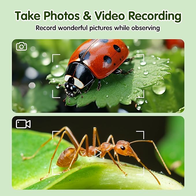 Microscope for Kids, EDCREATY 200X-1000X Portable Pocket Handheld Microscope, 2.4 High-Definition Screen, 200W Pixels for Birthday Christmas Holiday Toys Gifts for 5 6 7 8 9 10 11 12 Kids