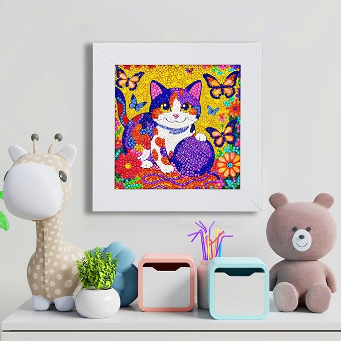 Diamond Art Kits for Kids - Crafts for Ages Girls 8-12 - Diamond Art Painting with Wooden Frame Included - Arts and Crafts for Kids Age 4-6 - GEM Art Supplies for Beginner Friendly Decor Birthday Gift
