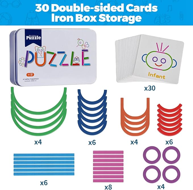 STEM Montessori Puzzle Toy for Toddlers – Creative Shape Matching & Ring Stacking Set, Hands-On Learning Educational Game for Fine Motor Skills, Preschool Classroom Essentials Ages 3-6