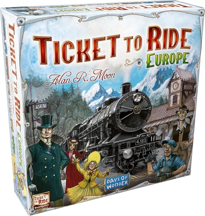 Asmodee Ticket to Ride Europe Board Game - Embark on a Railway Adventure Across The Continent! Fun Family Strategy Game for Kids & Adults, Ages 8+, 2-5 Players, 30-60 Min Playtime