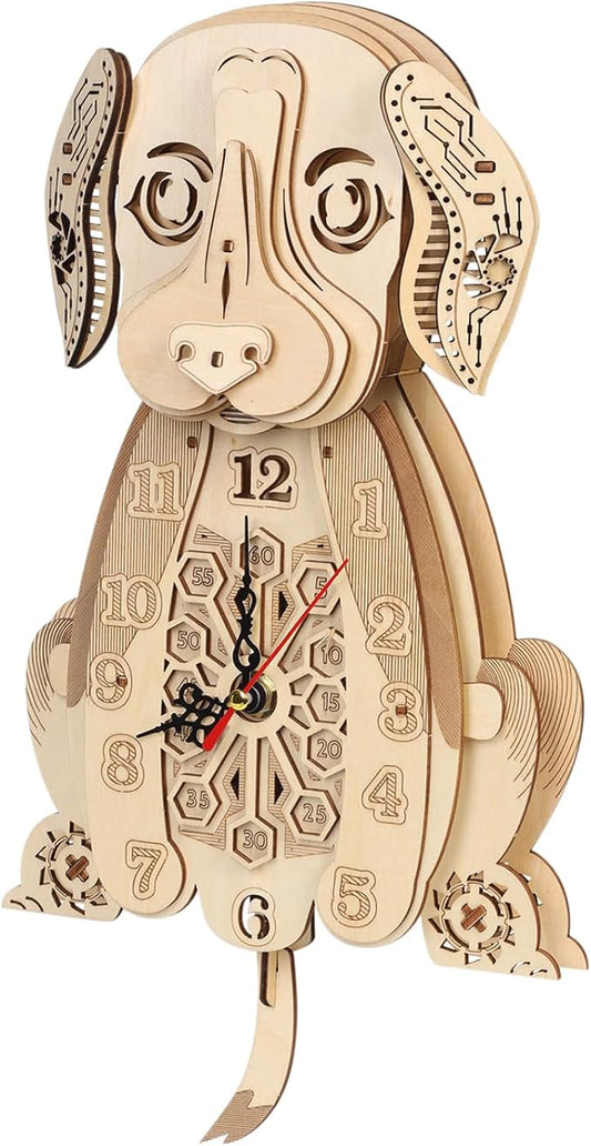 3D Wooden Puzzles for Adults Christmas-Themed Puzzle Wooden Clock Kits to Build with Wall Clock Pendulum
