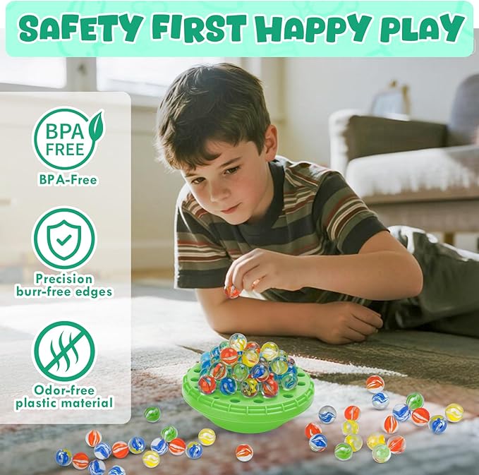 Marble Balance Game, Wobble Marble Stacking Game for Kids 6+, Family Games for Kids and Adults with Built-in Storage, Marbles Board Game for 1-4 Players, Fun Birthday Party Games Toys