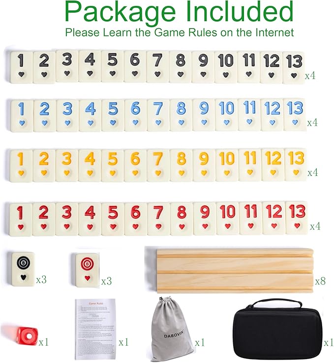 Upgraded Original Rummi with Case, 8 Players Rummy with 8 Wooden Trays and 214 Rumi Tiles, Classic and Funny Party Game