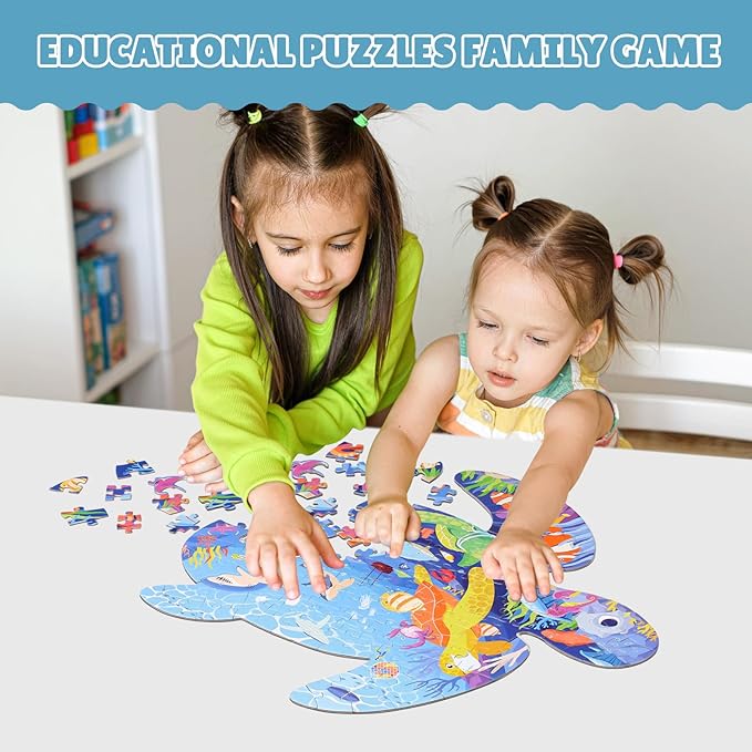 ELX 153 Piece Sea Turtle Jigsaw Puzzle for Kids 4-10, Seaworld Floor Puzzle for Preschool Learning (21.42 X 16.42 in)