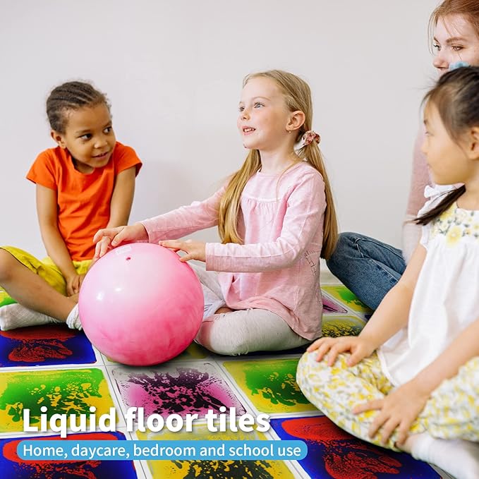 Art3d Liquid Sensory Floor Decorative Tiles, 11.8"x11.8" Square, 4 Tiles