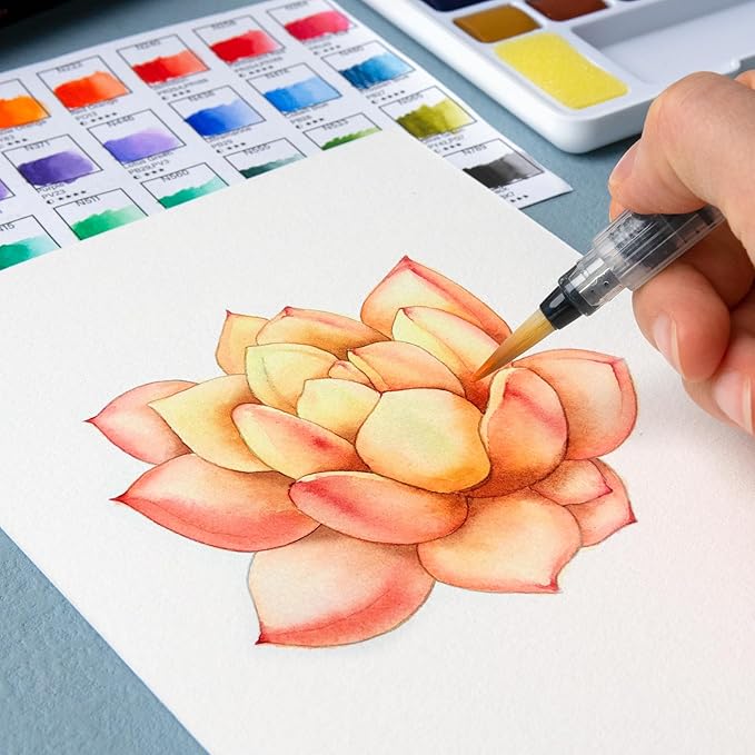 Woomer Watercolor Paint Set, 36 Vibrant Colors with Water Brush & 10 Premium Cotton Watercolor Papers (32K), Perfect for Beginners, Students, Hobbyists and More